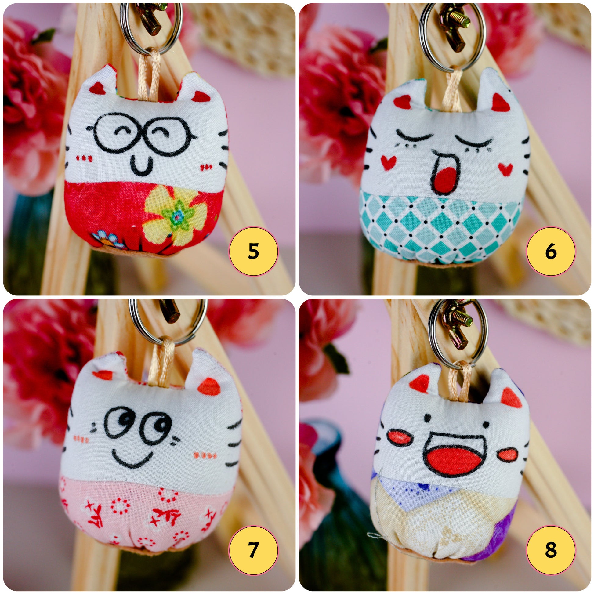 Funny Plush Cat Handcrafted Keychain - The Artisan Dreams