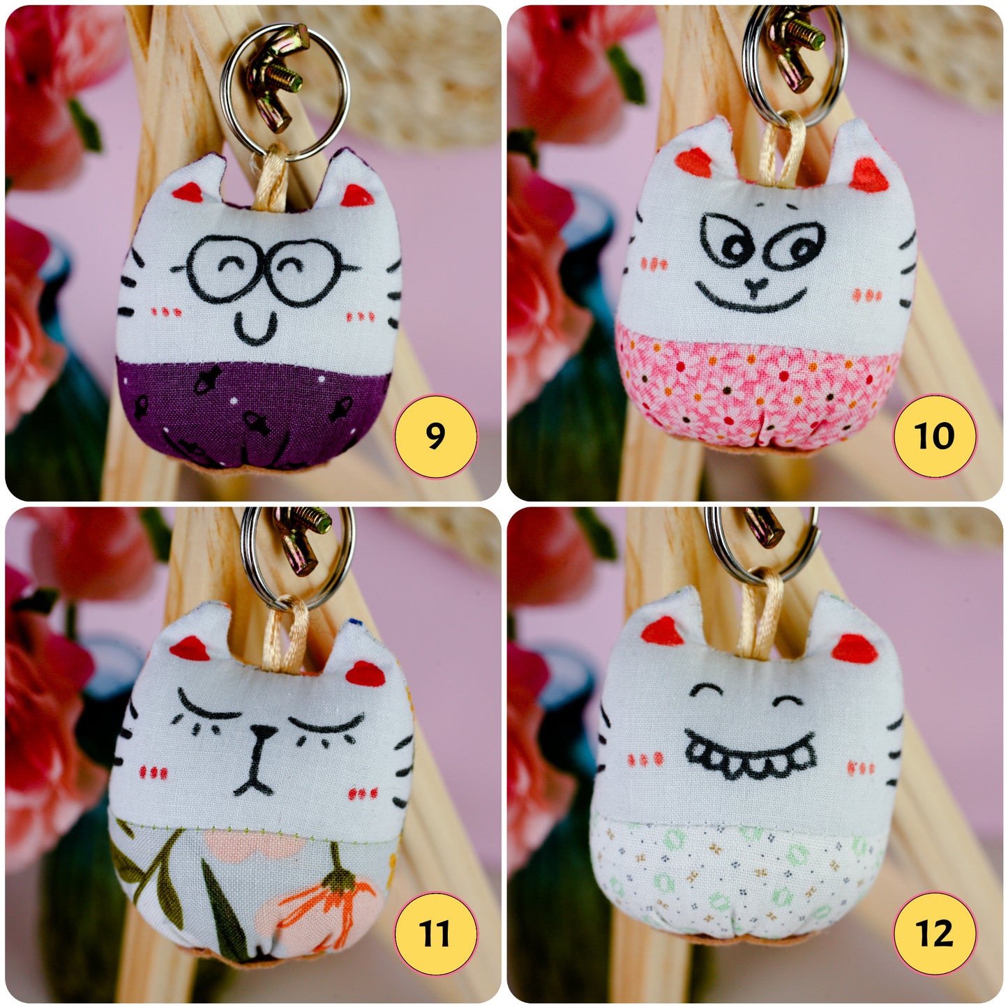 Funny Plush Cat Handcrafted Keychain - The Artisan Dreams