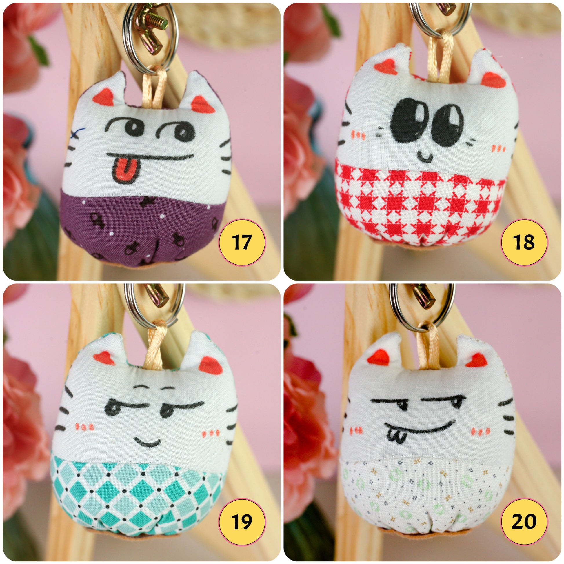 Funny Plush Cat Handcrafted Keychain - The Artisan Dreams