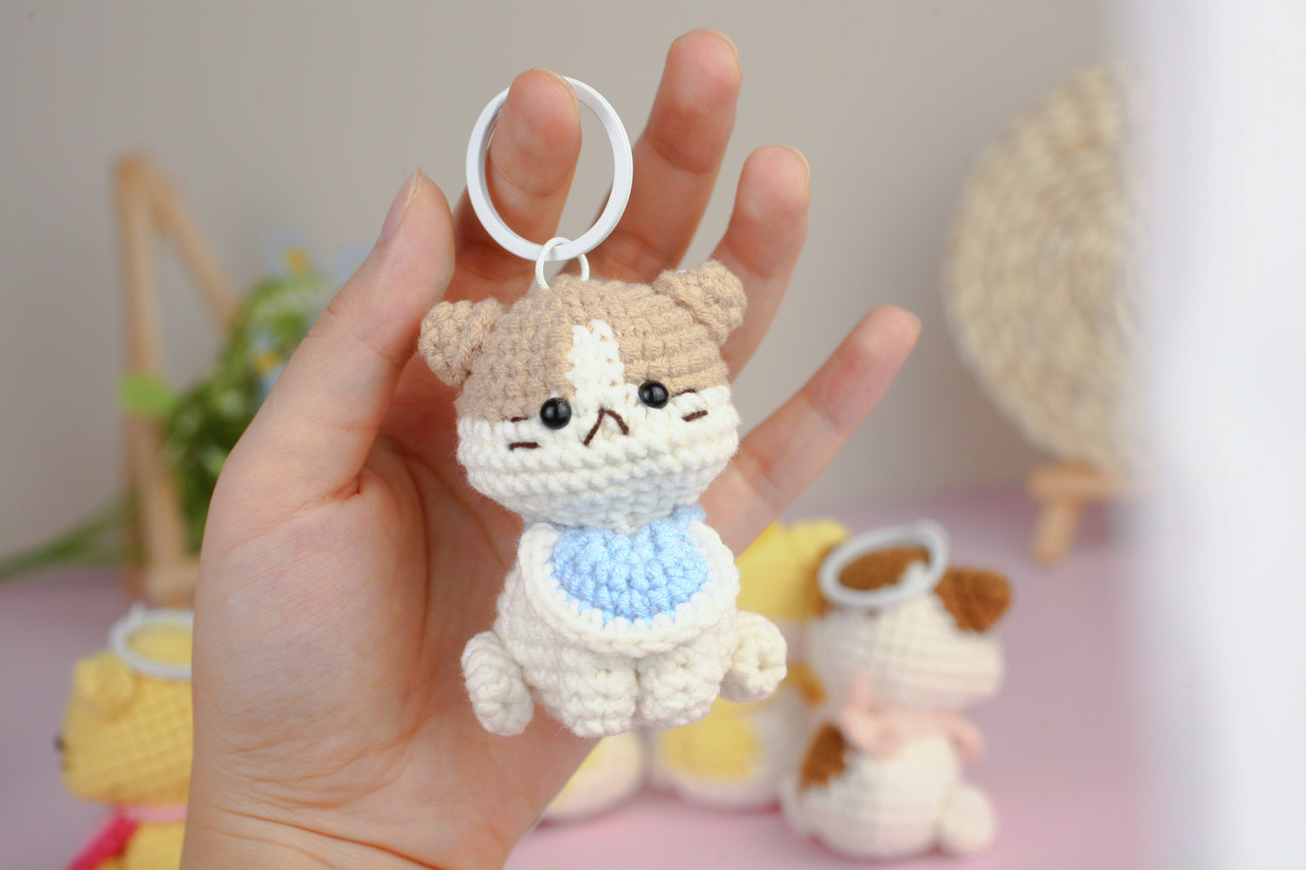 Handmade Cute Cat Crochet Keychain - The Artisan Dreams