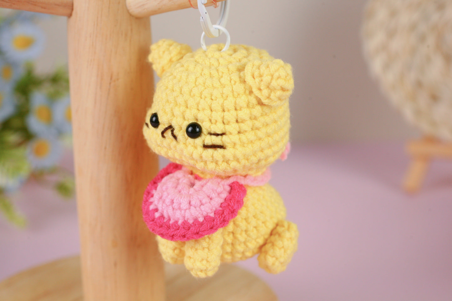 Handmade Cute Cat Crochet Keychain - The Artisan Dreams